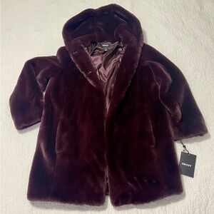 DKNY Women’s Oversized Faux Fur Coat - Plum
